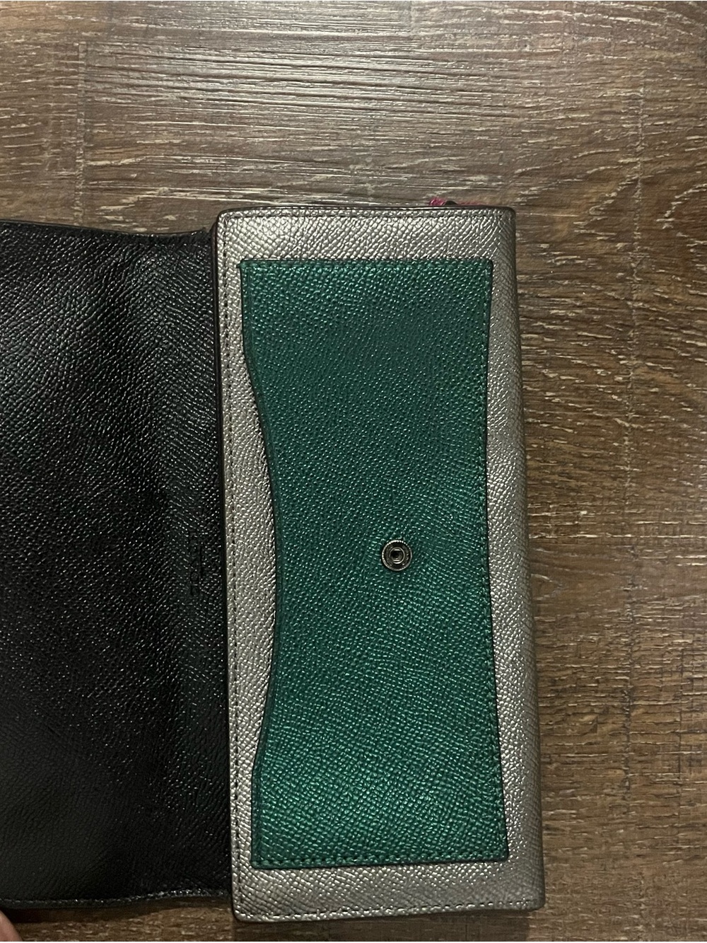 Coach Purple and Green Colorblock Leather Wallet - Picture 4 of 4